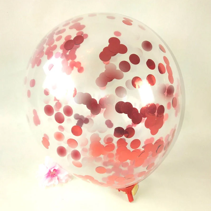 Red confetti 5 шт./лот, 12 дюймов, золотые, черные, розовые, золотые, фиолетовые конфетти, прозрачные латексные шары, для свадьбы, дня рождения, вечеринки, украшения для мальчиков и девочек - Цвет: Red confetti