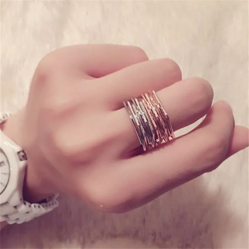 CX-Shirling Gold Fashion Nail Ring for Woman Multi-Layers Open Jewelry Gift Geometric Color Keeping | Украшения и аксессуары