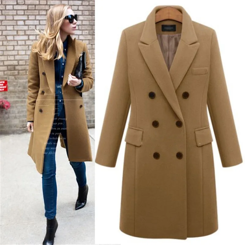 Женское пальто с отложным воротником Европейский деловой шерстяной пиджак