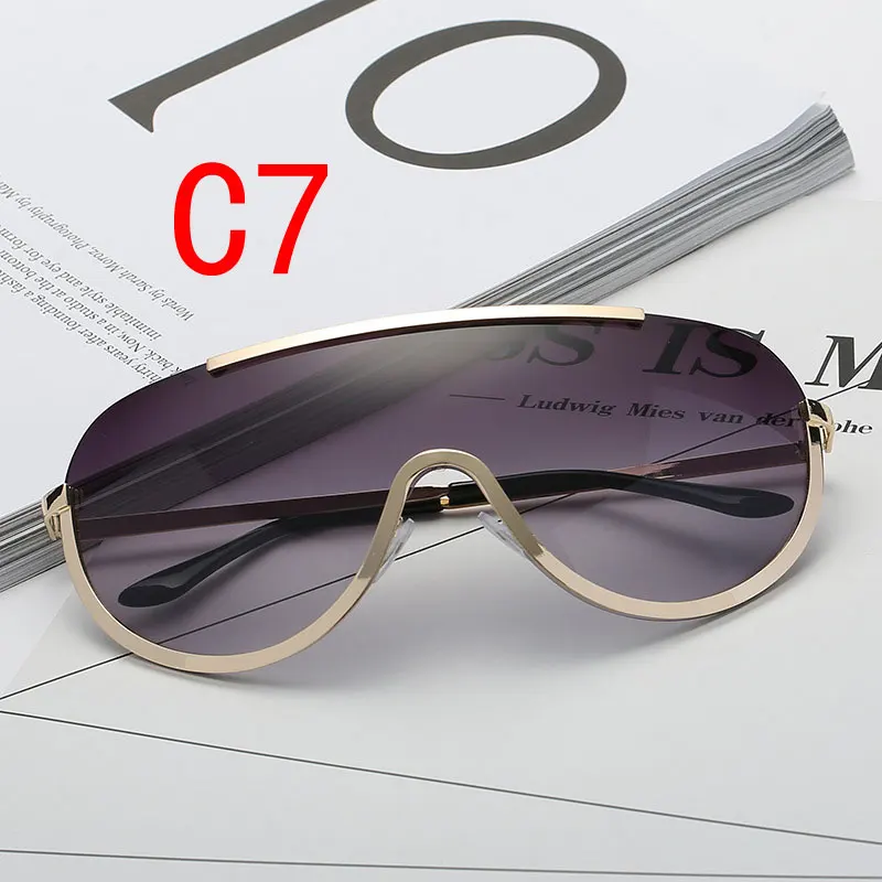 C7-gray gray Цельные Большие женские солнцезащитные очки, большая защитная рамка, градиентные большие солнцезащитные очки, женские крутые сексуальные Защитные Оттенки, мужские сплав - Цвет линз: C7-gray gray