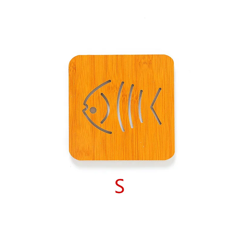 small fish 1 шт. подстаканник вертушка большая рыбья кость прочный кот Прекрасный мультфильм кухонный стол защита деревянная чашка - Цвет: small fish