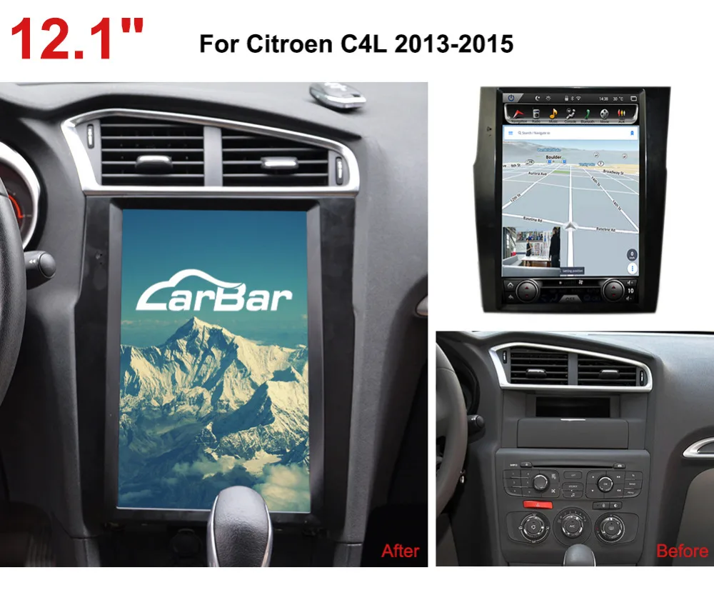 12," вертикальный огромный экран 1280*800 Android автомобильный DVD gps навигатор радио плеер для Citroen C4L 2013- ram 2GB Flash 32GB