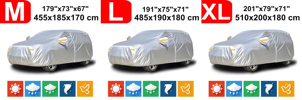 510x200x180 универсальные водонепроницаемые автомобильные чехлы для внедорожников 190T защита от пыли, дождя, снега и УФ-излучения для Toyota Land Cruiser Tour Ford Explorer