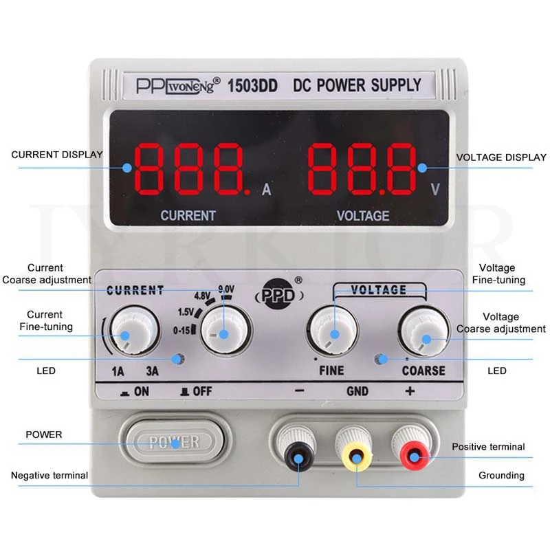 Jyrkior светодиодный цифровой Дисплей Регулируемый DC Питание 110V 220V 0-15V 0-3A для ремонта мобильного телефона