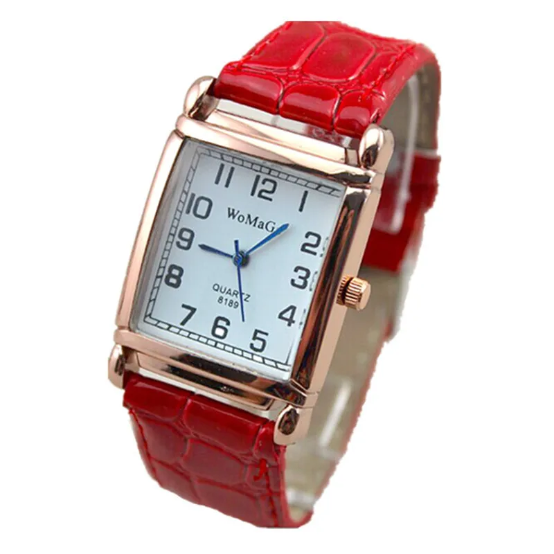 Женские кварцевые часы на кожаном ремешке с квадратным циферблатом | Наручные