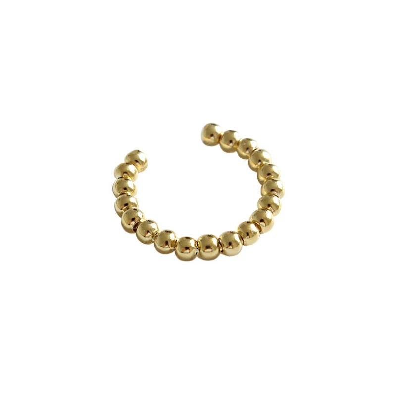 Gold Color Ф. И. Н. С. Простые Классические Золотые бисерные Открытые Кольца для женщин, индивидуальные дамские 925 пробы серебряные кольца, стекируемые Модные ювелирные изделия - Main Stone Color: Gold Color