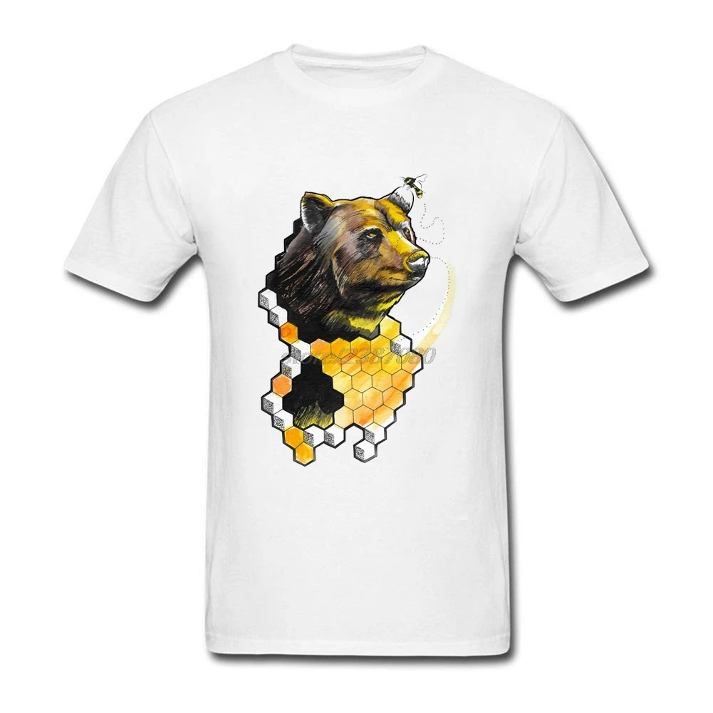 Забавная футболка конструкции Медвежонок пчела 100% хлопок пчелы медведя мужские
