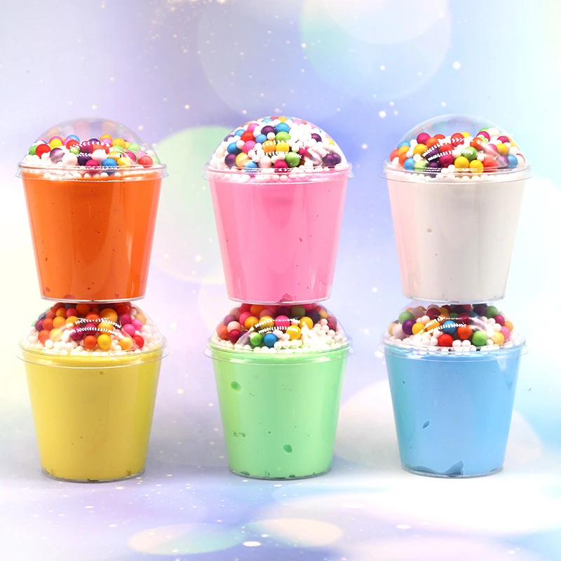 Цветной слайм 150 мл пушистая пенопластовая глина светильник кие товары сделай