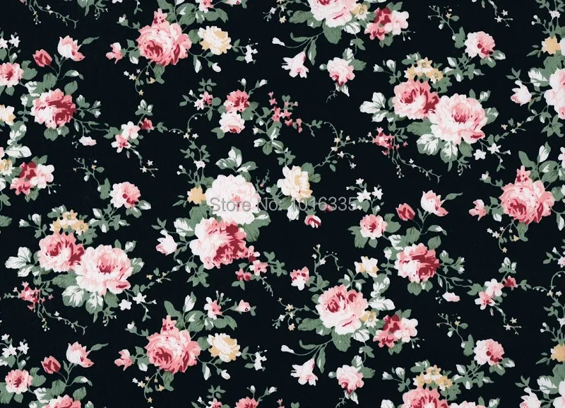 Горячая Распродажа черные розы цветы 100% хлопчатобумажная ткань 2 ярда ширина 1 45