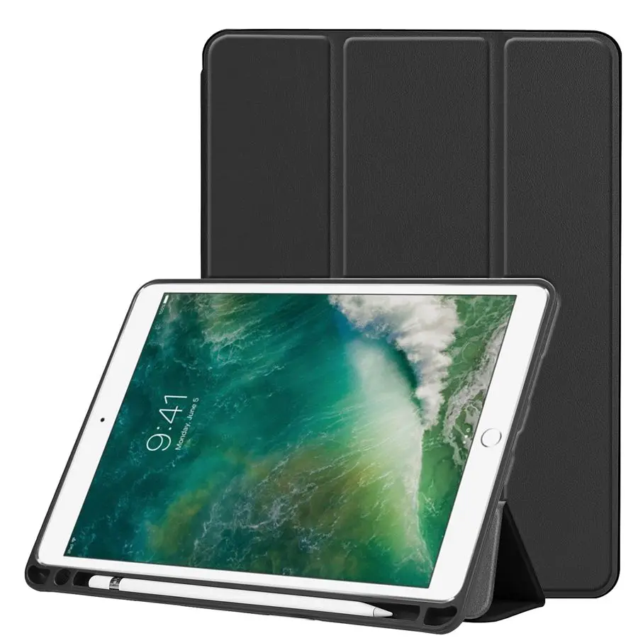 

Умный тонкий кожаный чехол из ТПУ для нового iPad Air 3 2019 10,5 дюйма с держателем для карандашей, Чехол для ipad pro 10,5 2017 2015 + пленка + ручка