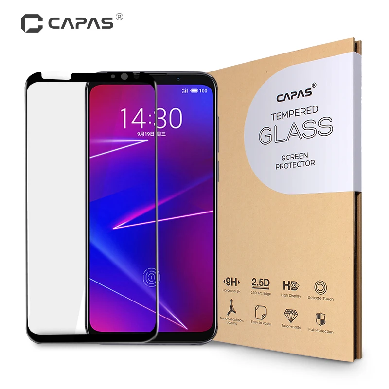 Закаленное стекло для Meizu 16X защита экрана 9H 2.5D полное покрытие от внешнего света