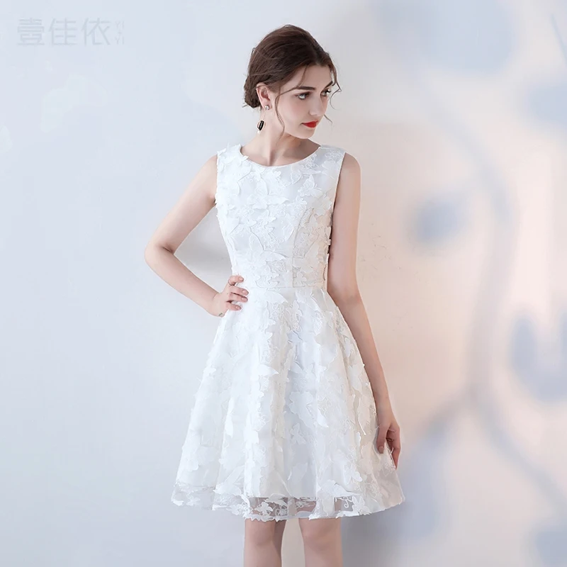 Женское коктейльное платье It's Bride белое короткое вечернее выше колена без