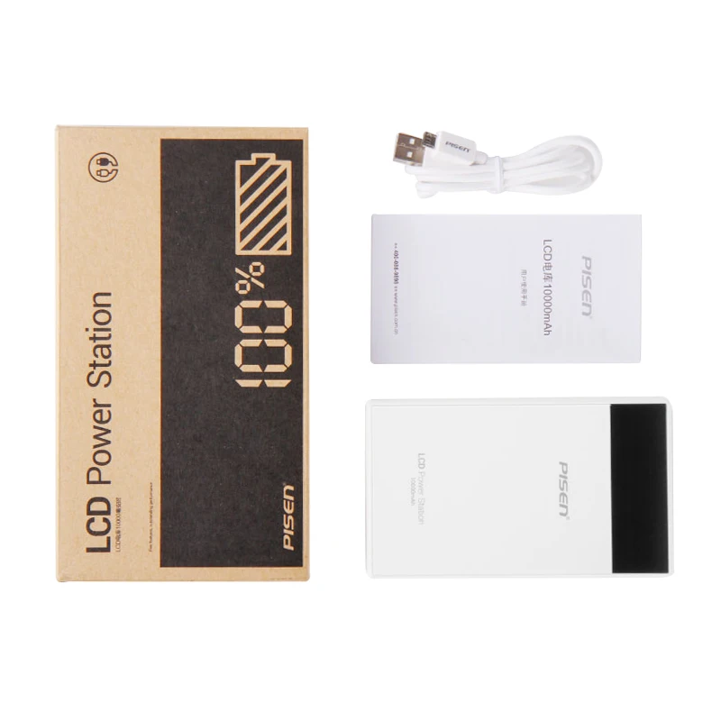Pisen Power Bank аварийного 20000 мАч внешний Батарея 18650 Dual USB Портативный Зарядное