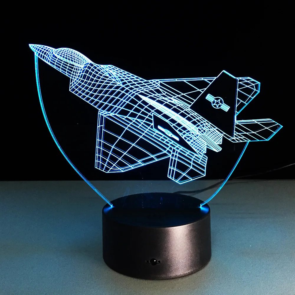

NEW Aircraft 3D Night Lights War Plane Fighter Table lamp Multi Colors Military Jet Plane with USB Power Decor Gift