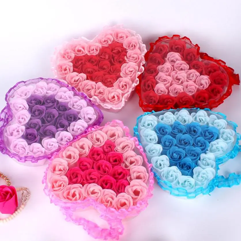 Крутой! 24 шт. ароматизированное сердечко для ванной тела с лепестками розой