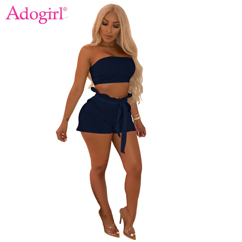 Женский комплект из двух предметов Adogirl укороченный Топ без бретелек + шорты с