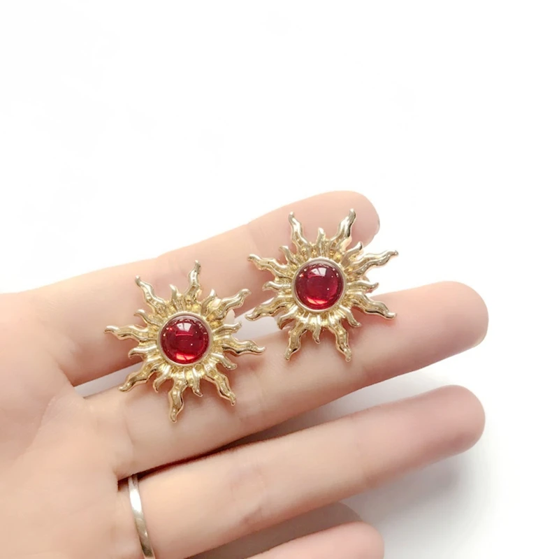 Бесплатная доставка золотые серьги с шипами красного цвета|earrings free shipping|earrings