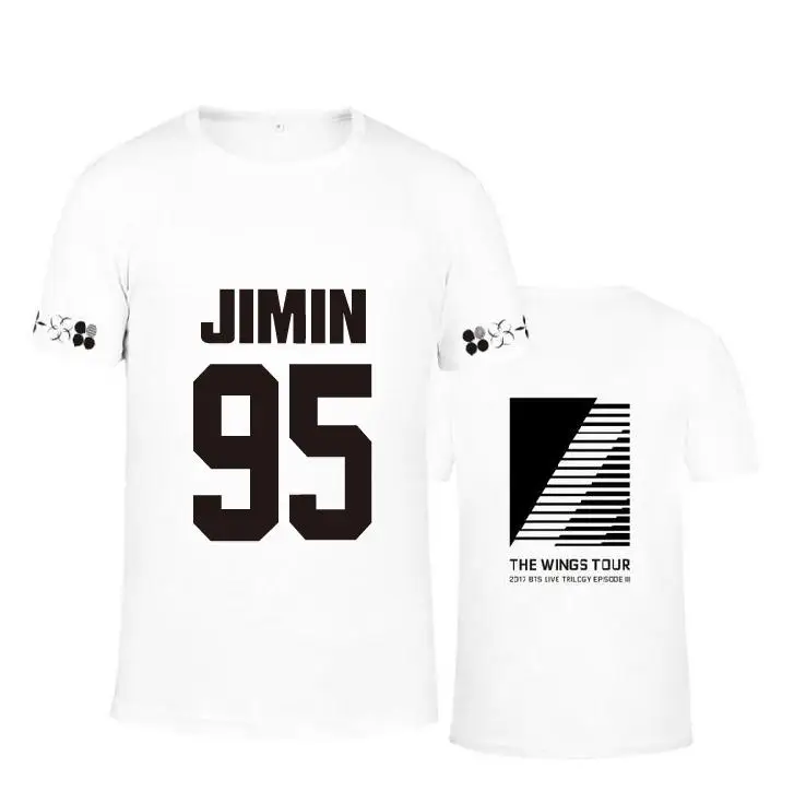 Футболка с коротким рукавом Kpop jin suga WINGS для мужчин и женщин студентов летняя