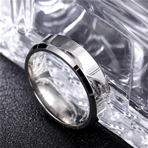 6MM Silver Титановый стальной Свадебный Кольца для женщин 4 мм/6 мм/8 мм обручальное кольцо золото/серебро/черный/мужское кольцо Bestfriends ювелирные изделия - Цвет основного камня: 6MM Silver