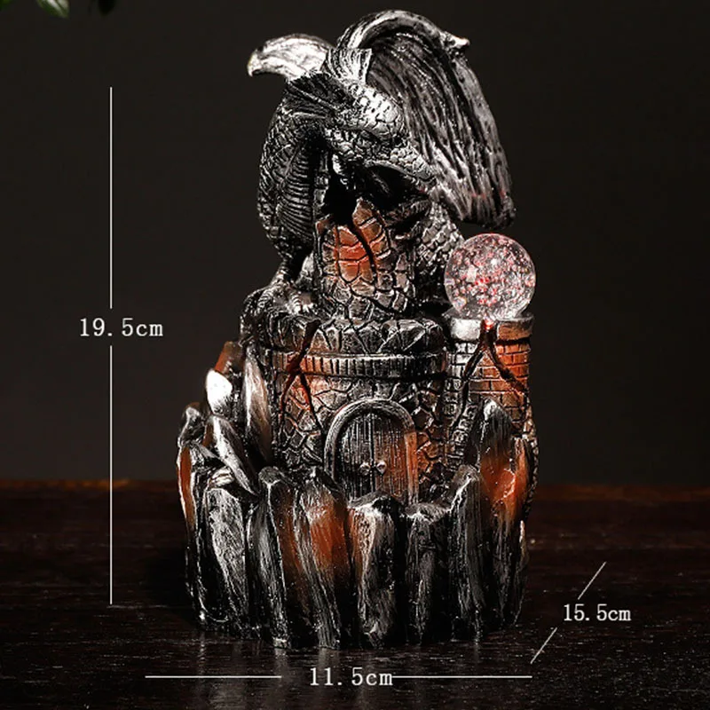 Полимерная декоративная горелка для благовоний в виде дракона со светодиодный