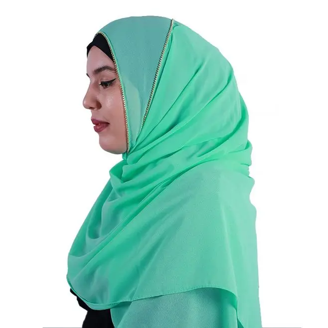 

Fashion Women Turkish Hijab Chiffon Scarf Hijabs Muslim Plain Hijab Turban Islamic female Diamond Edges scarf Shawl 170x70cm