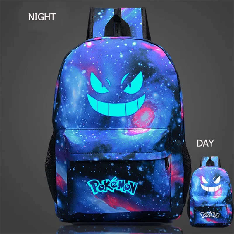 Мужской рюкзак Pokemon Gengar Модный повседневный со светящимся рисунком на тему аниме