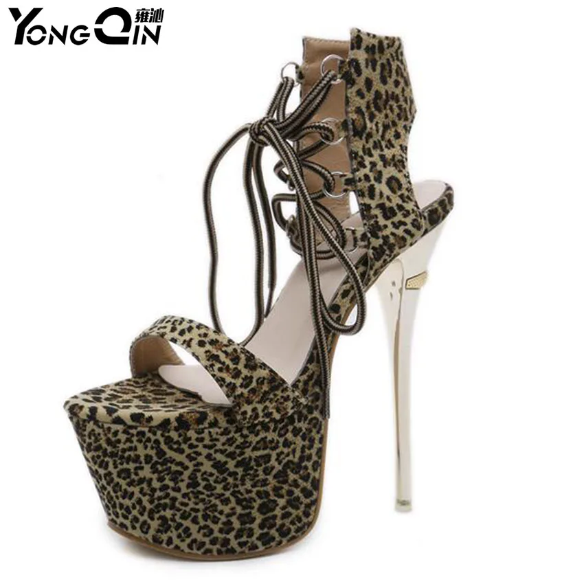 Элегантные сандалии женские туфли на высоком каблуке 17 см банкетные с