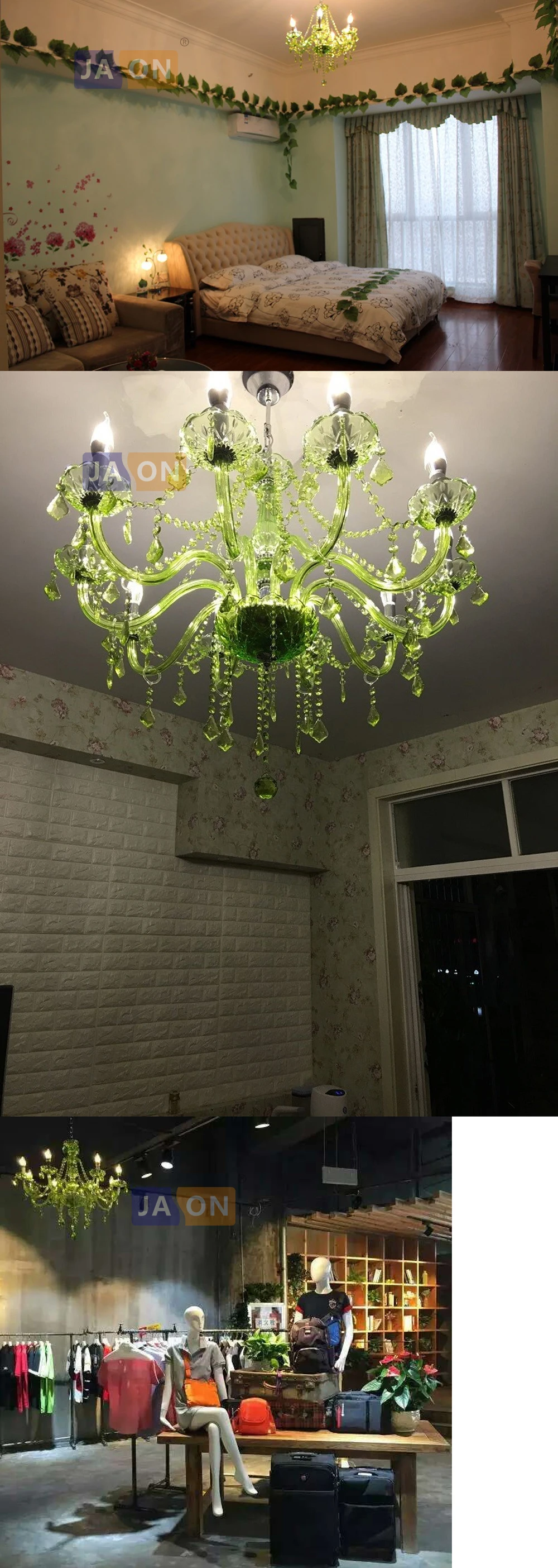Led e14 европейский Железный Кристалл Стекло ткань зеленая люстра освещение Lamparas де Techo подвесной светильник Lampen для фойе