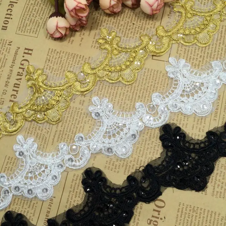 3 ярда высококачественные золотые черные белые кружевные аксессуары для шитья |