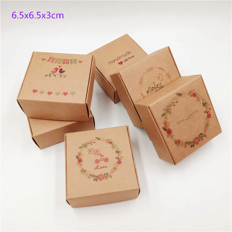 

20 Pcs Multi Styles Jewelry box Gift/Candy Box DIY Handmade Gift Boxes Handmade Soap Packaging Paper Box 6.5x6.5x3cm