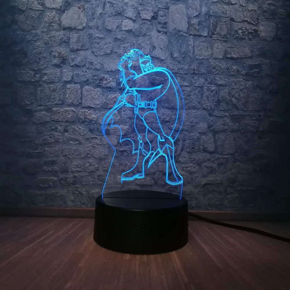 Marvel мультяшный рисунок Бэтмен 3D светодиодный светильник RGB Blub 7 цветов ночной