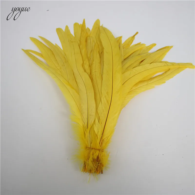Yellow 50 шт. 35-40 см 14-16 дюймов розовый Петух петушиные перья дешевые перо для ремесел Christma Diy перья фазана украшения - Цвет: Yellow