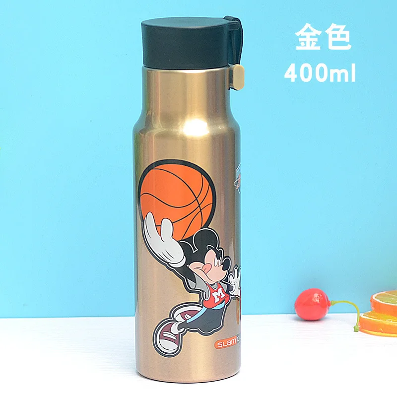Gold Дисней Микки Минни мультфильм маленький рот кружка с аниме рисунком вакуум 304 аустенитный термос из нержавеющей стали асимметрия чашка 400 мл - Цвет: Gold