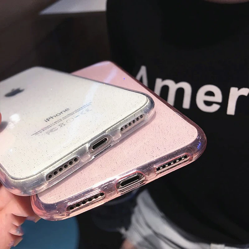 Модный Блестящий Прозрачный чехол из ТПУ для телефона iPhone X XS XR Max 6 6S Plus 7 8