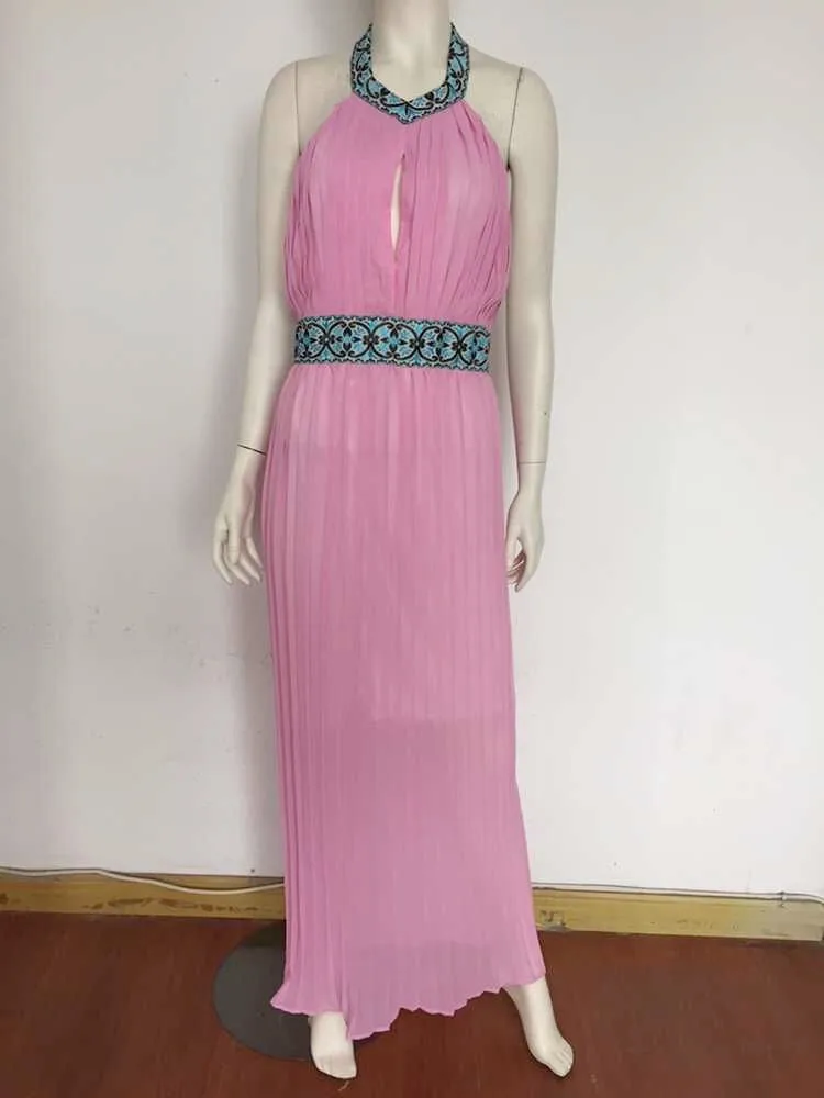 Лето 2018 г. Макси Вечерние платье для женщин Холтер средства ухода за кожей шеи