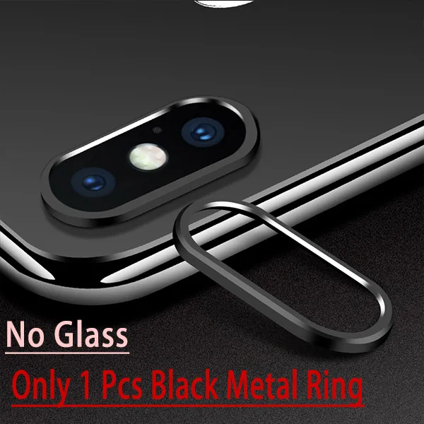 1pc Metal Ring Black Для iPhone X 10 XS MAX XR 8 7 Plus закаленное стекло+ металлический задний объектив защитное кольцо для экрана Защита камеры для iPhone XR - Цвет: 1pc Metal Ring Black