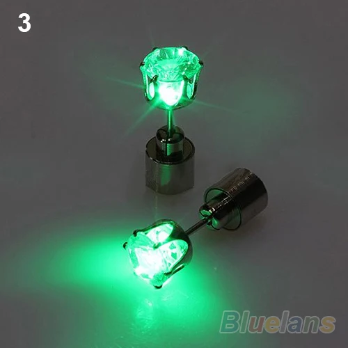 Одна Пара светящихся светодиодных мигательных сережек из нержавеющей стали