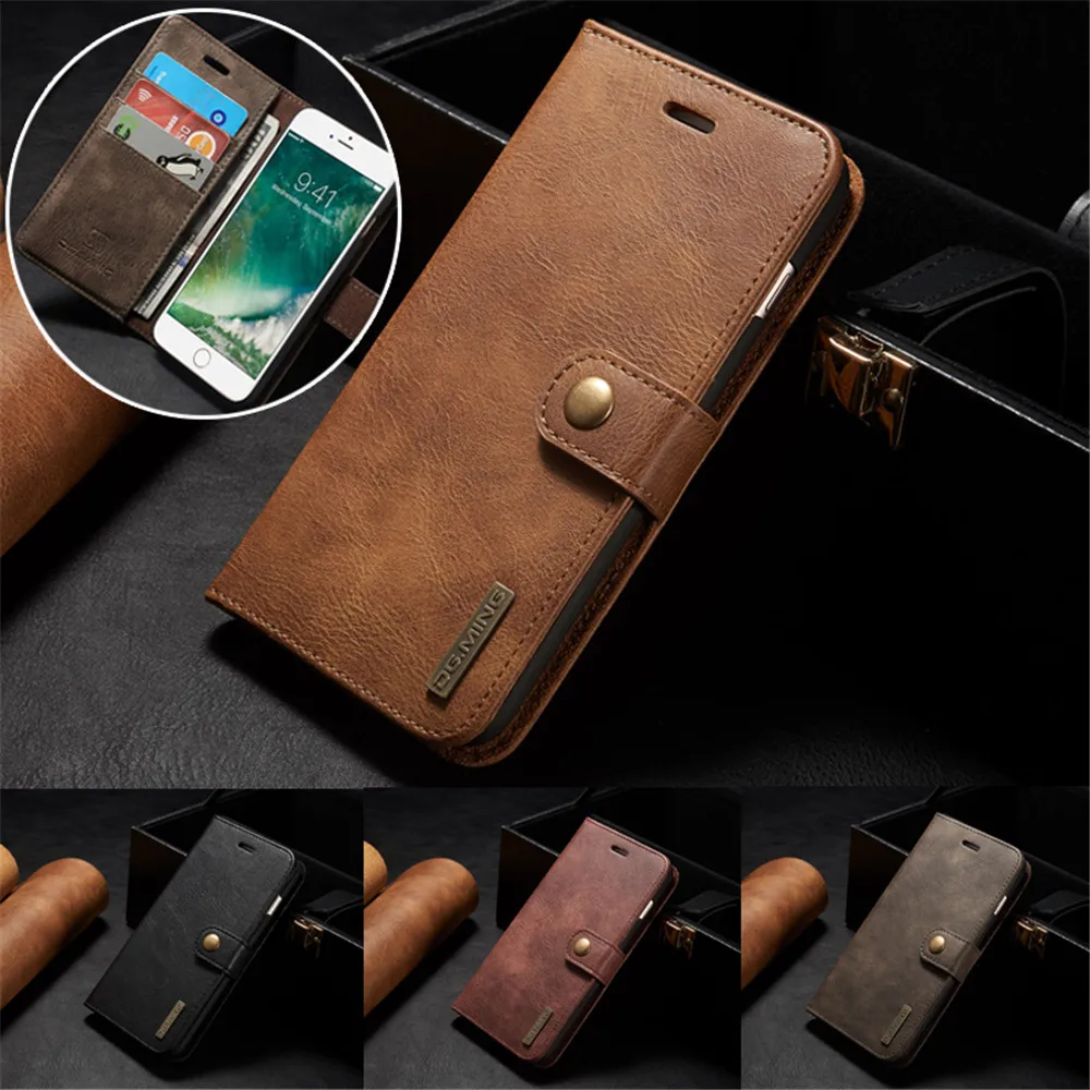 Роскошный кожаный чехол для iphone 6 6S 7 8 Plus X XS Многофункциональный Флип Магнитный