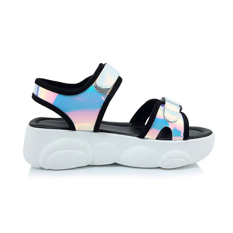 Модные шикарные босоножки на платформе Женские сандалии плоской подошве для