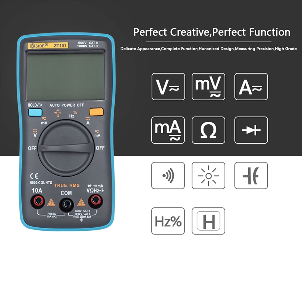 Автоматический цифровой мультиметр BSIDE Ture RMS ZT101 6000 отсчетов подсветка