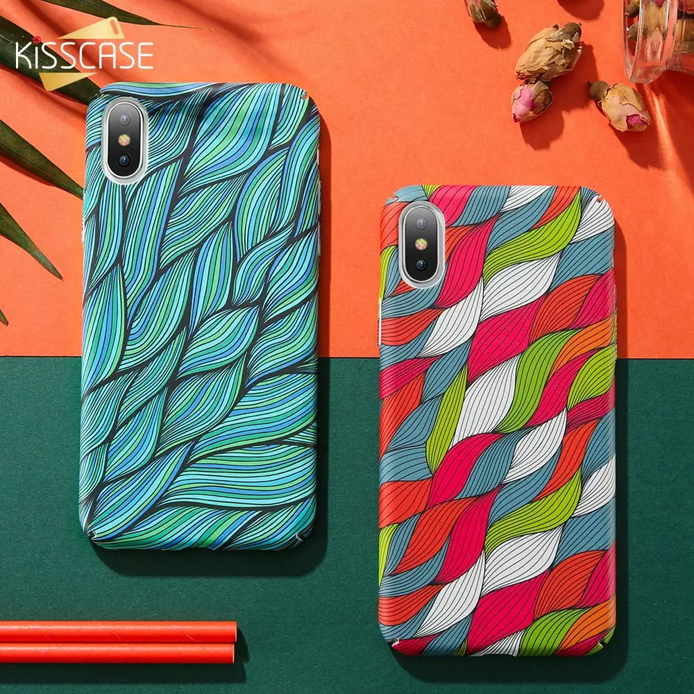 KISSCASE Colorful Vintage Woven Pattern Case For iPhone X XS Max XR 6 7 8 Wavy Phone 6S Plus Hard PC Cover | Мобильные телефоны и