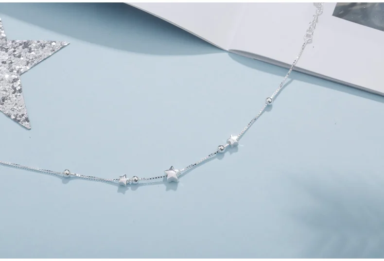 SA SILVERAGE 925 пробы серебряные подвески Браслеты браслеты для Для женщин 925 Silver Star шар звено цепи Браслеты в едином положении во время занятий легкой атлетикой, Feminina