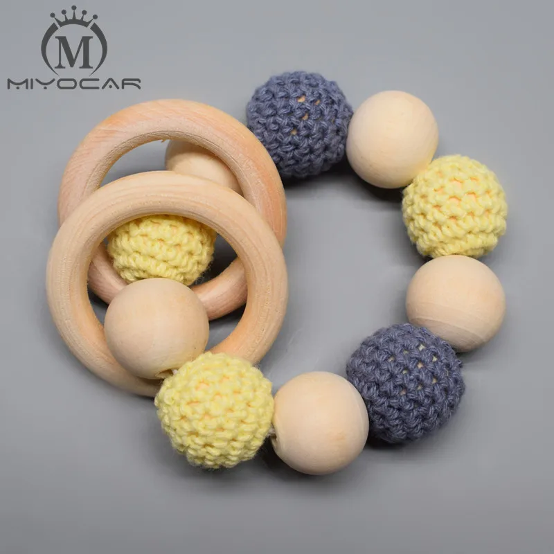 MIYOCAR вязание крючком бусы и деревянные бусины в желтом сером цвете соски клип