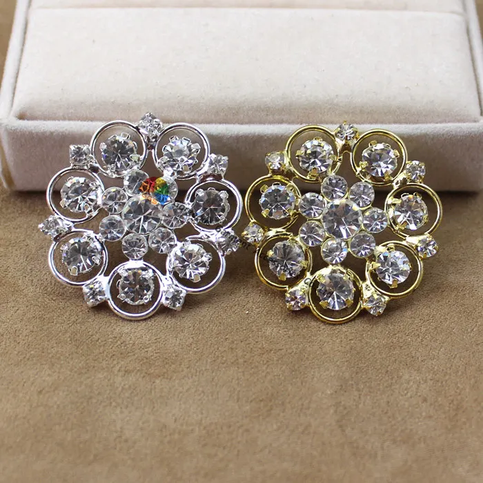 10 шт. 32 мм Цветок Чешский Прозрачный кристаллический центр Стразы Кнопки с петлей