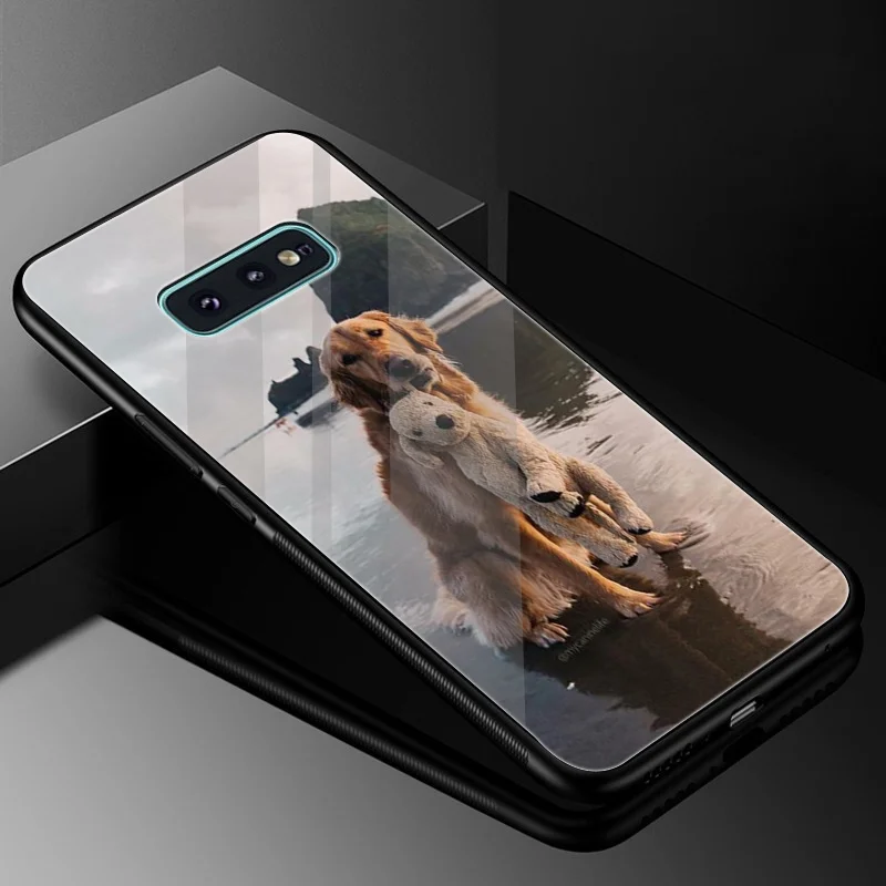 Desxz Dog Golden Retriever Glass Case For Samsung Galaxy S7 Edge S8 S9 Plus Note 8 9 S10 Cover DIY Mirror |