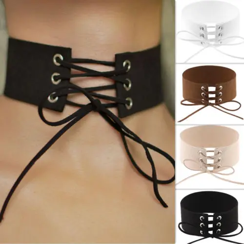 Женское винтажное бархатное ожерелье в стиле панк на шнурках из кожи|tie choker|ties