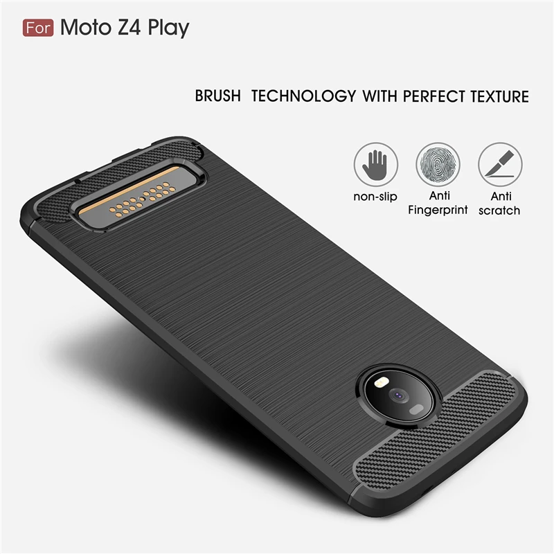 Чехол для Motorola Moto Z4 Play твердый резиновый бампер чехол из углеродного волокна