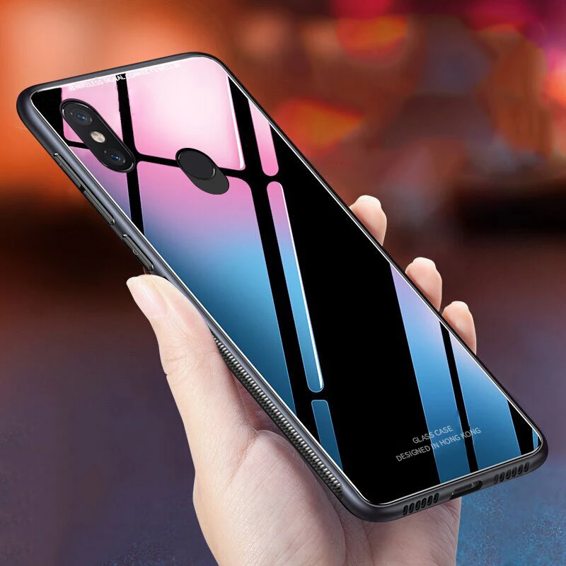 Rezzol Tempered Glass Case For OPPO Realme 3 Glossy Hard Back Cover Pro Shockproof funda |