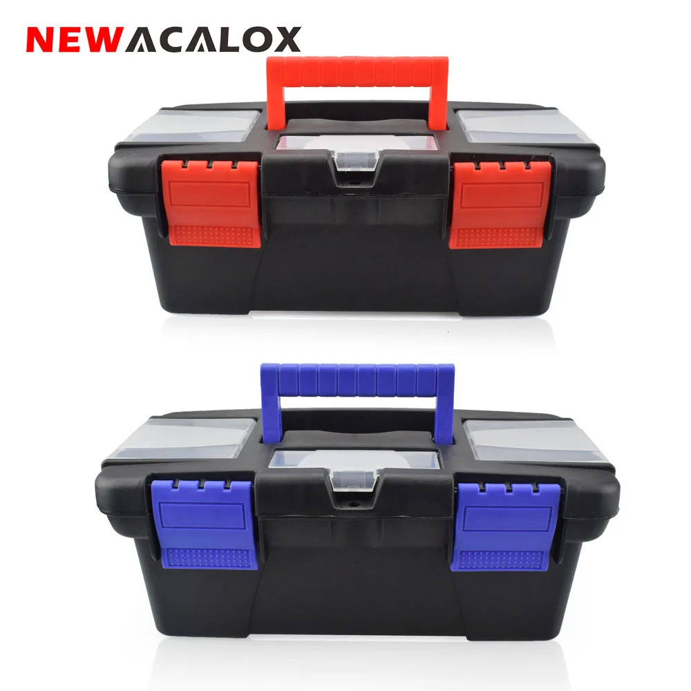 Ящик для инструментов NEWACALOX 10 дюймов с ручкой, органайзеры для хранения, ящик для инструментов, оборудование для паяльника, ящик для инструментов - изображение