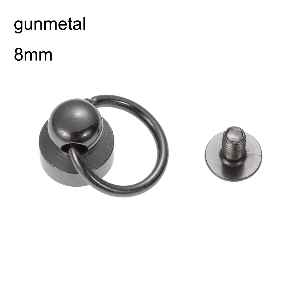 8mm-gunmetal 2019NEW 10 шт латунные заклепки с закручивающейся задней круглой головкой, детали для кожевенного ремесла, одежда/Сумка/Обувь, латунные гвозди - Цвет: 8mm-gunmetal